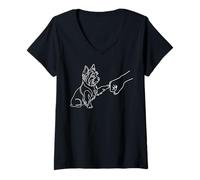 Damen Yorkshire Terrier Fauststoß Yorkie T-Shirt mit V-Ausschnitt