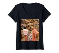 Damen Yorkshire Terrier Selfie Yorkie Humor Show Mama Liebe T-Shirt mit V-Ausschnitt