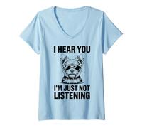Damen Yorkshire Terrier Yorkie Hund Lustiger Yorkshire Terrier T-Shirt mit V-Ausschnitt