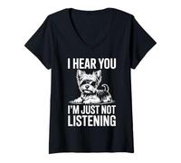 Damen Yorkshire Terrier Yorkie Hund Lustiger Yorkshire Terrier T-Shirt mit V-Ausschnitt