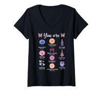 Damen You Are Flower Beautiful Christian Religious Bible Verse T-Shirt mit V-Ausschnitt