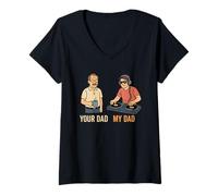 Damen Your Dad My Dad DJ Disc Jockey Daughter Son Father's Day T-Shirt mit V-Ausschnitt