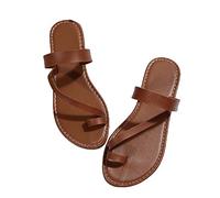 Damen Zehenring Sandalen Sale Frauen Flache Zehentrenner Sandaletten Flip Flops Pantoffeln Leder Sandale Strand Outdoorsandalen Sommer Wandersandale Atmungsaktive Sandals Freizeit Römersandalen