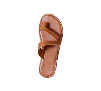 Damen Zehenring Sandals Sale Gekreuzte Riemen Sandalen Frauen Flache Sandaletten rutschfeste Sandale Leder Sandal Strand Sandalette Lässige Slippers Outdoor Hausschuhe Offene Zehe Schuhe