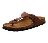 Damen Zehentrenner, Pantolette von Bio Life in Braun aus Echtleder mit Fußbett. braun Gr. 38