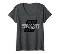 Damen Zermatt Schweiz Performance T-Shirt mit V-Ausschnitt