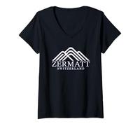 Damen Zermatt Summit - Zermatt Schweiz T-Shirt mit V-Ausschnitt