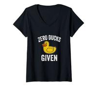 Damen Zero Ducks Given Cute Duck Lover Geschenk T-Shirt mit V-Ausschnitt