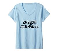 Damen Zuggorschnägge - Zuckerschnecke | Sächsische Mundart T-Shirt mit V-Ausschnitt