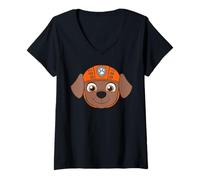 Damen Zuma Paw Patrol Großes Gesicht T-Shirt mit V-Ausschnitt