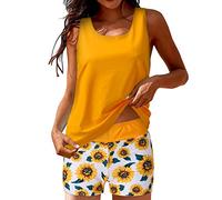 Damen Zweiteilig Badeanzug High Waist Tankini,Badeanzug Große Größe Low Rise Triangel Hose Swimsuit Zweiteiliger Push Up Sexy Badeanzüge Strandmode Muster Bademode Triangel Breites Zweiteili