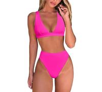 Damen Zweiteiliger Badeanzug V Ausschnitt überkreuztes Blumenmuster Bikini Sexy Bikini Brazilian Style Triangel Badeanzug Strand Ties Push Up Bademode Neckholder Tankini Sets Rückenfrei Bandeau #1