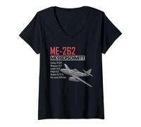 Damen Zweiter Weltkrieg Deutsche Flugzeuge ME 262 Kampfjet T-Shirt mit V-Ausschnitt