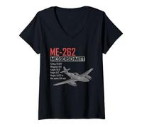 Damen Zweiter Weltkrieg Deutsche Flugzeuge ME 262 Kampfjet T-Shirt mit V-Ausschnitt