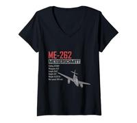 Damen Zweiter Weltkrieg Deutsche Flugzeuge ME 262 Kampfjet T-Shirt mit V-Ausschnitt