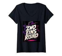 Damen Zwo Eins Risiko Lustiger Spruch Retro Comic Style T-Shirt mit V-Ausschnitt