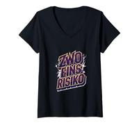 Damen Zwo Eins Risiko Lustiger Spruch Retro Comic Style T-Shirt mit V-Ausschnitt
