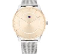 Tommy Hilfiger Analog Quarzuhr für Damen mit Silbernes Edelstahl-Mesh-Gliederarmband - 1782530