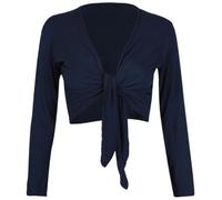 Damenbolero, mit Langen ärmeln, Stretch-Bolero, Bauchfreier Cardigan, mit Krawattenknoten vorne Gr. Medium, marineblau