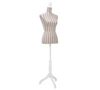 Damenbüste Schneiderpuppe Büste Torso Mannequin Leinen mit Streifen Grau 30031