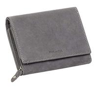 Damengeldbörse aus Echtleder, Damen Portemonnaie mit 1 Scheinfach, Doppel Münzfach und 9 Kartenfächer für EC / Kreditkarten, Geldbeutel mit RFID, Brieftasche in grau, Geldbörse ca. 13 x 10,5 cm