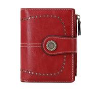 Damengeldbörse aus rotem Leder, Kreditkartenetui mit -blockierendem Reißverschluss, elegante Vintage-Geldbörse, modische Geldbörse für Damen, kleine Geldbörse mit mehreren Taschen, modische