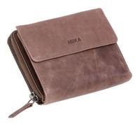 Damengeldbörse Leder 13x10x2,5cm grau-braun