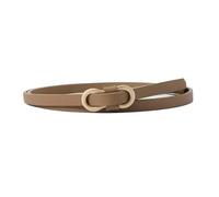 Damengürtel, schmaler Gürtel, weicher Ledergürtel, verstellbarer Taillengürtel mit Metallschnalle, 4 Khaki