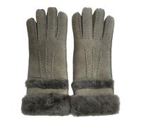 Damenhandschuhe aus echtem, grauem Schaffell und Wildleder mit aufrollbaren Bündchen M
