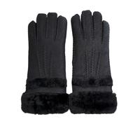 Damenhandschuhe aus echtem schwarzem Wildleder mit aufrollbarer Manschette XL