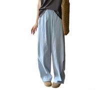 Damenhose mit hoher Taille, weitem Bein, einfarbig, lockere Ballon-Passform, Kordelzug-Hose für Sommer, Urlaub, Strand, Yoga, Urlaub, Freizeitkleidung, modischer Stil (XL hellblau)