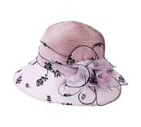Damenhut Organzahut Elegante Brauthut Sonnenhut Sonnenschutz Kappe Frauen Blumen Fascinator Hochzeitshut Braut Blumen Schleife Sommerhut Damenhut Sonnenhut für Reisen Urlaub Hochzeit Kirche (One Size)