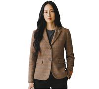 Damenjacke aus Eichenbraun, maßgeschneiderter karierter Tweed-Blazer - TPSTZ-7 XS
