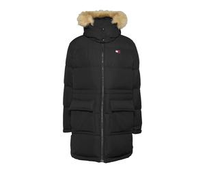 Damenjacke der Marke Tommy Jeans in der Farbe schwarz. Die Jacke ist aus recyceltem Polyester hergestellt und hat eine normale Passform. Auf der Brust befindet sich das kultige Tommy-Logo. Marke: Tomm