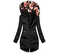 Damenjacken FrüHjahr Herbst Plus Size Kapuzenjacke Sweatjacke Leichte Outwear Hoodie Jacke Übergangsjacke Damenjacke Lässig Elegant Steppjacke Longstrickjacke Farbblock Langarm Reisverschuss Lang