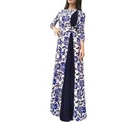 Damenkleid mit Pailletten - Dubai Floral Dress Frauen Islamisches Langes Druckkleid für Frauen Etuikleid Schwarz, blau, Large
