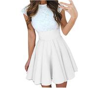 Damenkleider für Partys, elegant, Damenmode mit hoher Taille, Tutu, mehrfarbig, plissiert, kurzer Rock, Kleid für Frauen Sommer (weiß S)