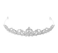 Damenkrone Haarschmuck mit Strass, Handgefertigt, Silberfarbene Tiara Krone | Legierung Material, Vintage Barock Stil, Haarschonend, Geeignet für Brautschleier und Haarverlängerungen