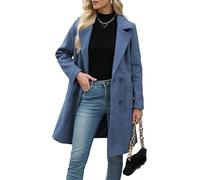 Damenmäntel Zweireihiger Wintermantel Lange Winterjacken für Damen Klassischer Reverskragen Eleganter Trenchcoat Damen Wintermantel Warme Oberbekleidung Blau Größe L
