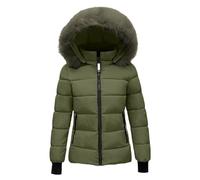 Damenmantel Sale Winter, Black Friday Angebote, Puffer Jacke Damen Winter Leichte Steppjacke Winterjacke Damen Mit Fellkapuze Kurz Pufferjacke Gesteppter Dicke Warme Daunenjacke, Weihnachten Sale