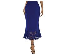 Damenmode, Einfarbig, Elastische Taille, Schlank, Röcke Damen Sommer Langer Rock Damen Rock Mit Schlitz Kurz Jeansrock Lang Tüllrock Lang Hosenrock Sommer Maxirock Midi Midirock