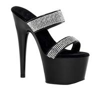 Damenmode Offene Spitze Plateau High Heel Sandalen Wunderschöne Strass Stiletto High Heel Pantoletten Sexy Nachtclub Party Pumps,Schwarz,44 EU