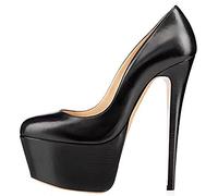 Damenmode Plateau High Heels Schwarz 16CM Stilettos Pumps Sexy Party Hochzeit Abendkleid Formelle Schuhe Größe 34-46,Schwarz,42 EU