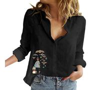 Damenmode Sale Damen Bluse Damen Sommer Baumwolle Leinenbluse V-Ausschnitt Button-Down Hemdbluse, Blusen & Tuniken für Damen Prime Angebote Day Revers Kragen Hipster