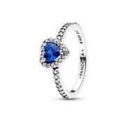 Damenring aus 925er Silber, Timeless, blauer Kristall