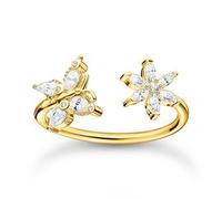 Damenring Schmetterling Blume aus 925er Silber, gold