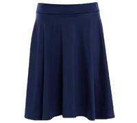 Damenrock, einfarbig, weich, Stretch, elastischer Bund, knielang, Swing-Skater-Midirock, navy, 52-54