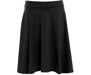 Damenrock, einfarbig, weich, Stretch, elastischer Bund, knielang, Swing-Skater-Midirock, Schwarz , 46