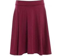 Damenrock, einfarbig, weich, Stretch, elastischer Bund, knielang, Swing-Skater-Midirock, wein, 52-54