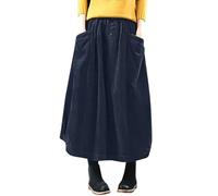 Damenrock Herbst Winter Cordrock Frauen Vintage Midi Lange Röcke Weibliche elastische Taille A-Linie Faltenrock Schlupfrock Damen